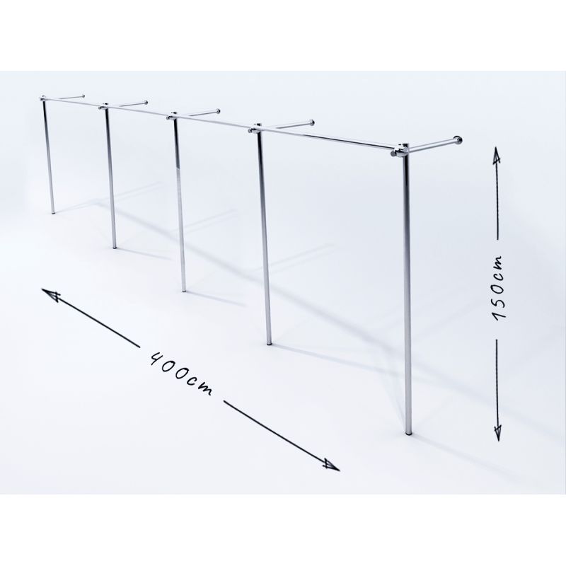 Wieszak odzieżowy, sklepowy, stojak 4m, chrom