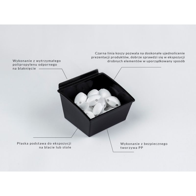 Pojemnik SLIM Slatwall 14x14x10cm czarny