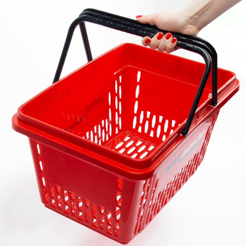Szary koszyk sklepowy na zakupy 28L plastik