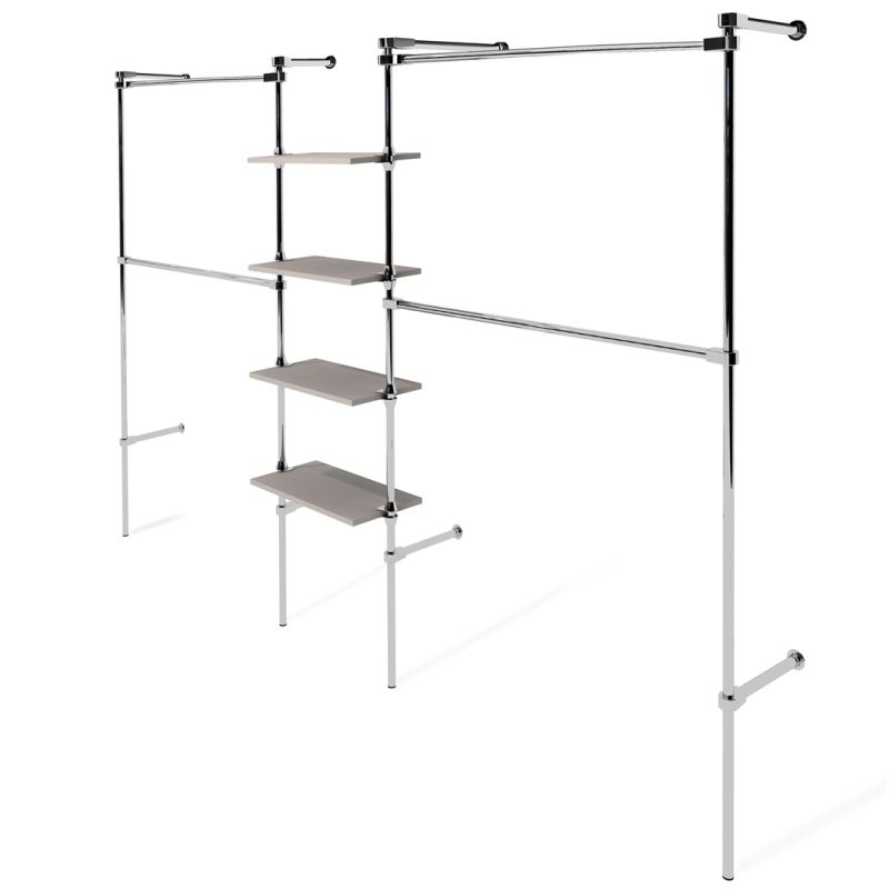 Wieszak sklepowy, do garderoby, z półkami 60cm