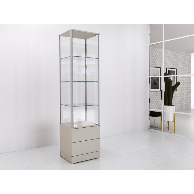 Gablota szklana 50x45x190cm z szufladami