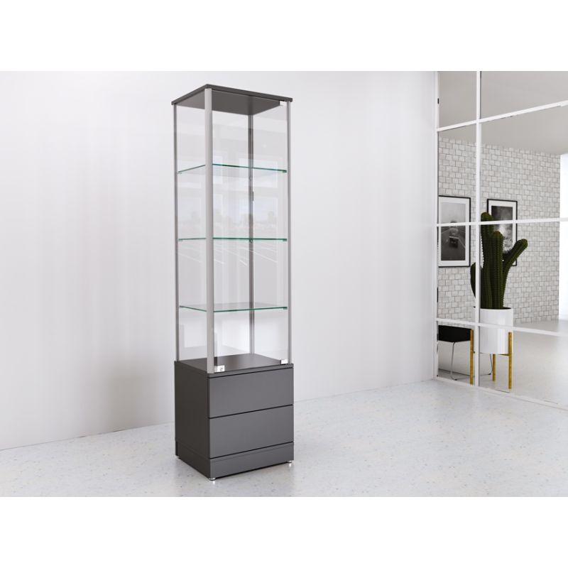 Gablota szklana 50x45x190cm z szufladami