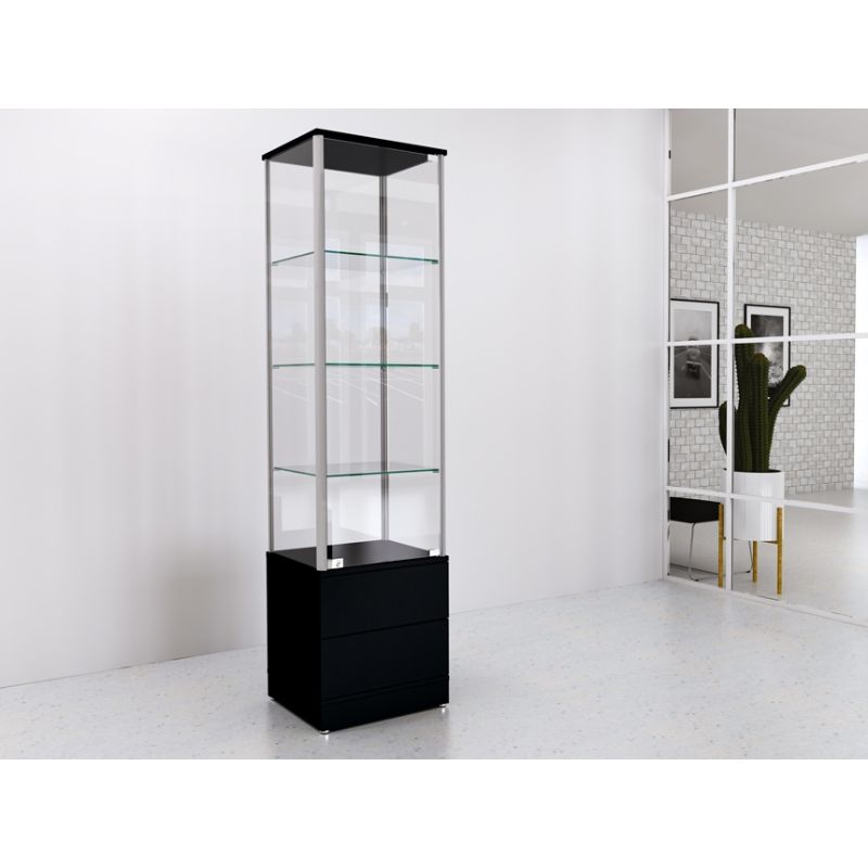 Gablota szklana 50x45x190cm z szufladami