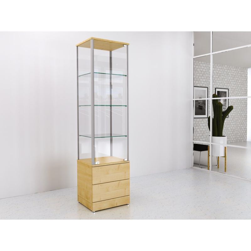 Gablota szklana 50x45x190cm z szufladami