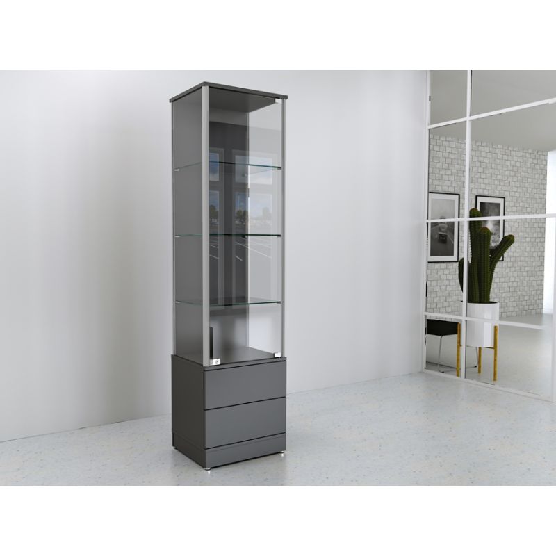 Gablota szklana 50x45x190cm, szuflady, pełna