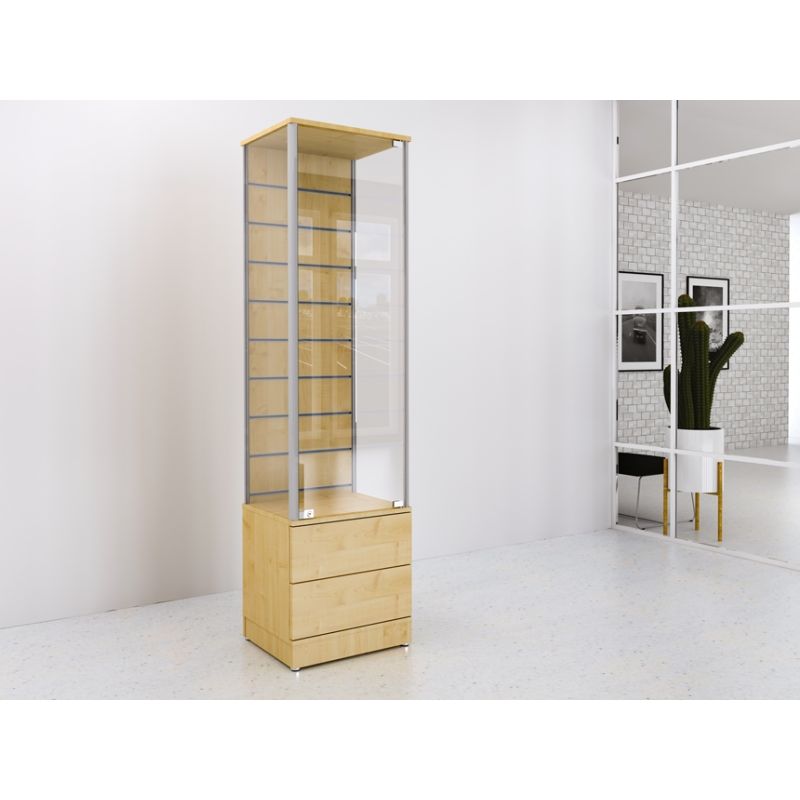 Gablota szklana 50x45x190cm, szuflady, Spacewall