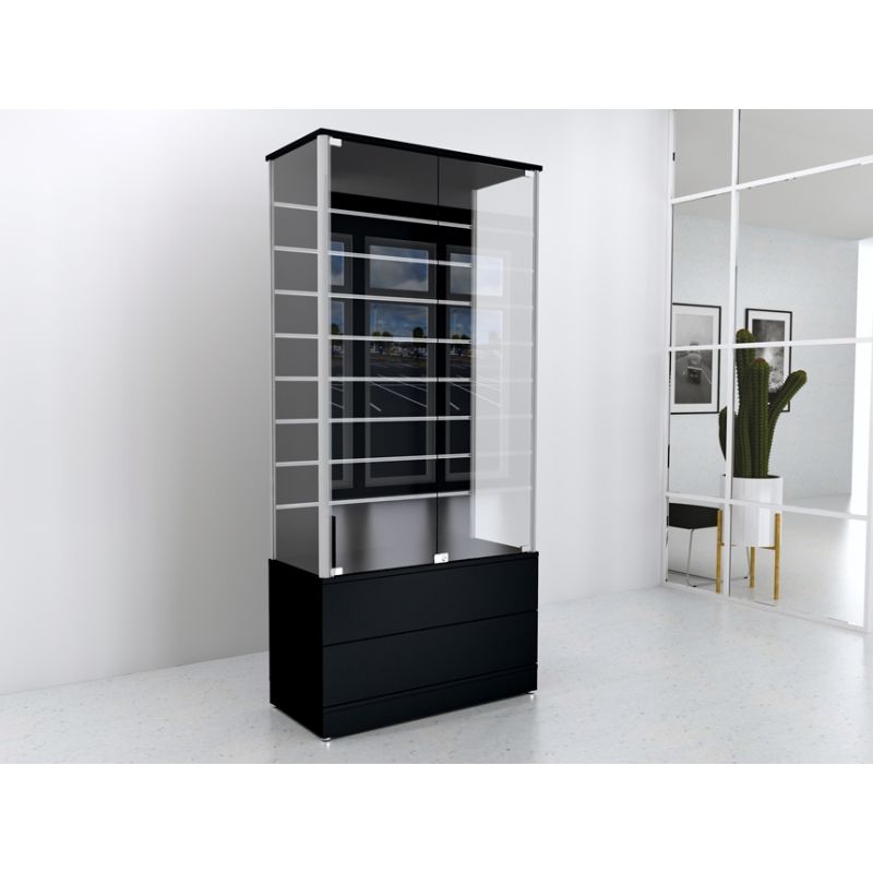 Gablota szklana 90x45x190cm, szuflady, Spacewall