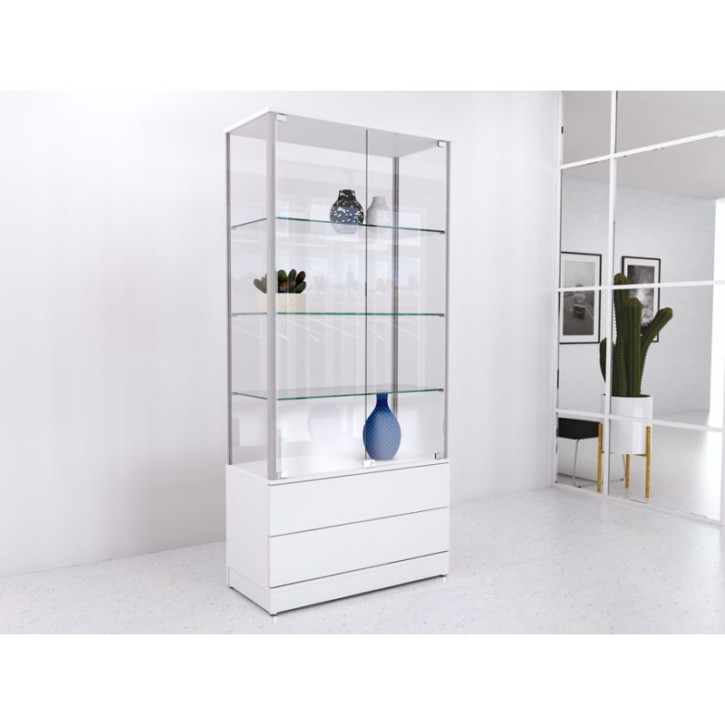Gablota szklana 90x45x190cm z szufladami