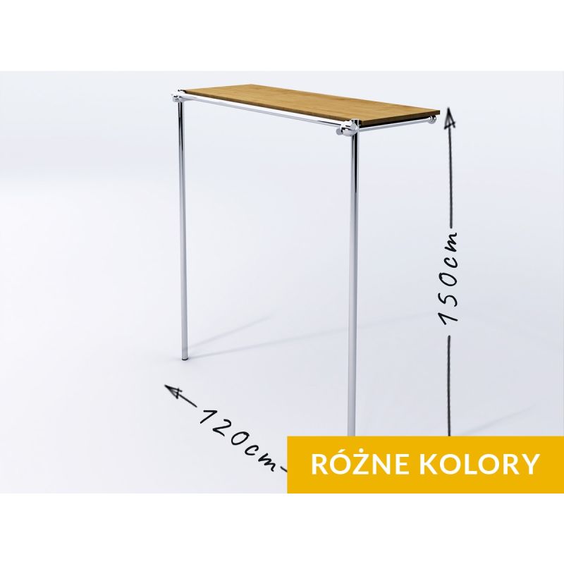Wieszak sklepowy na odzież, z półką, chrom Wieszak sklepowy na odzież, z półką, chrom
