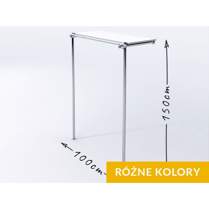 Wieszak sklepowy na odzież, z półką, chrom Wieszak sklepowy na odzież, z półką, chrom