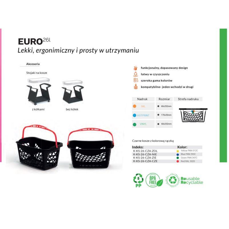 EURO BASKET koszyk sklepowy 26L niebieski