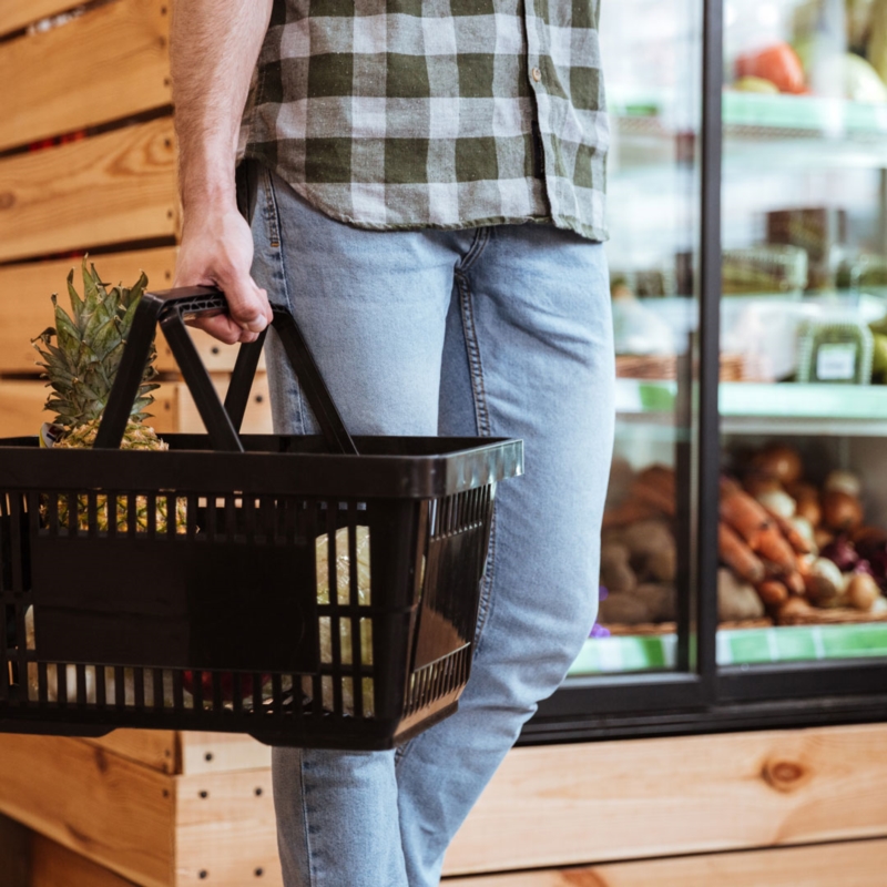 Jasnozielony koszyk sklepowy na zakupy 22L plastik