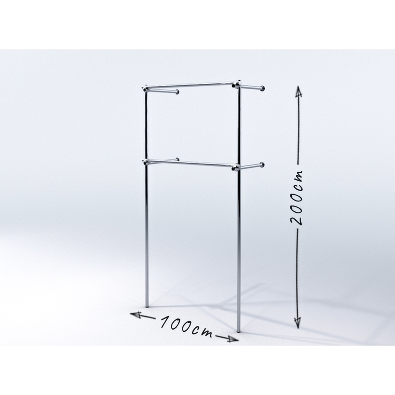 Wieszak do garderoby, sklepu 100x40x200, chrom Wieszak do garderoby, sklepu 100x40x200, chrom