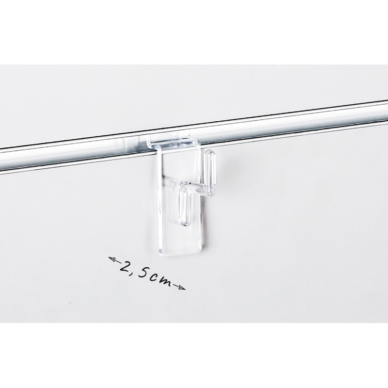 Haczyk Slatwall krótki 2,5cm bezbarwny Haczyk Slatwall krótki 2,5cm bezbarwny