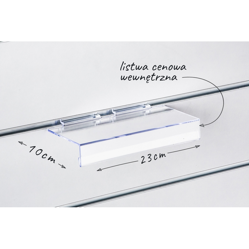 Półka 23x10cm, Slatwall, listwa cenowa Półka 23x10cm, Slatwall, listwa cenowa