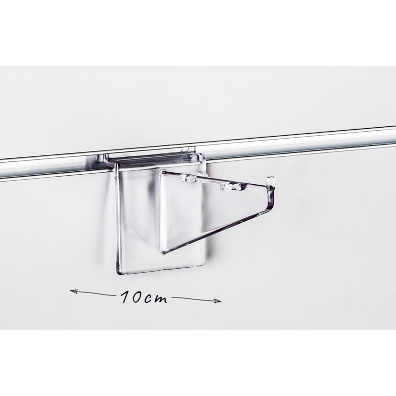 Wspornik pod półkę z plexi o długości 10cm (szt.) Wspornik pod półkę z plexi o długości 10cm (szt.)