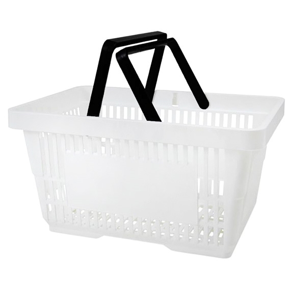 Biały koszyk sklepowy na zakupy 22L plastikowy Biały koszyk sklepowy na zakupy 22L plastikowy