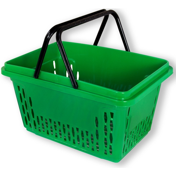 Zielony koszyk sklepowy na zakupy 28L plastik Zielony koszyk sklepowy na zakupy 28L plastik