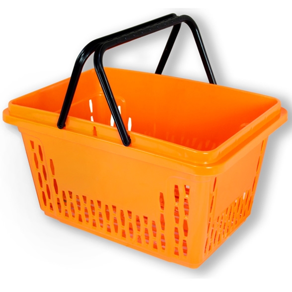 Pomarańczowy koszyk sklepowy na zakupy 28L plastik Pomarańczowy koszyk sklepowy na zakupy 28L plastik