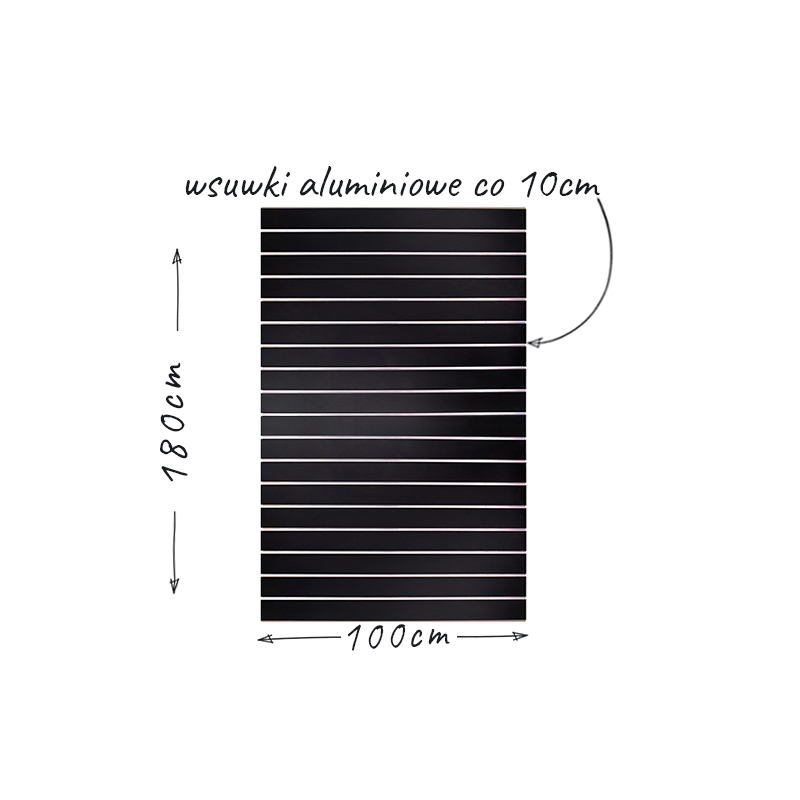 Panel Spacewall 100x180cm, Czarny, wsuwki co 10 cm Panel Spacewall 100x180cm, Czarny, wsuwki co 10 cm