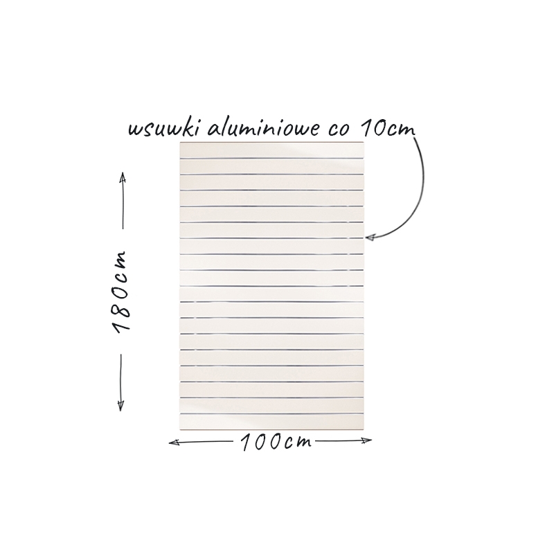 Panel Spacewall 100x180cm, Biały, wsuwki co 10 cm Panel Spacewall 100x180cm, Biały, wsuwki co 10 cm