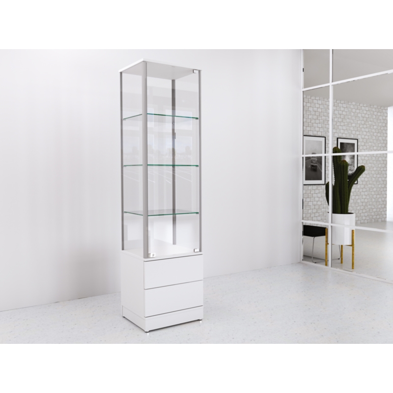 Gablota szklana 50x45x190cm z szufladami