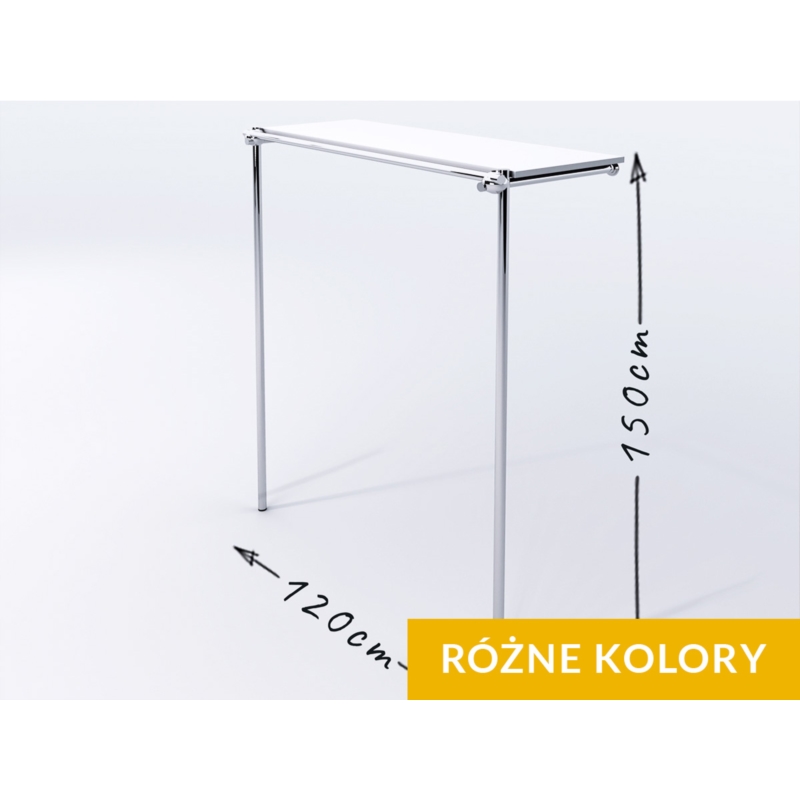 Wieszak sklepowy na odzież, z półką, chrom Wieszak sklepowy na odzież, z półką, chrom