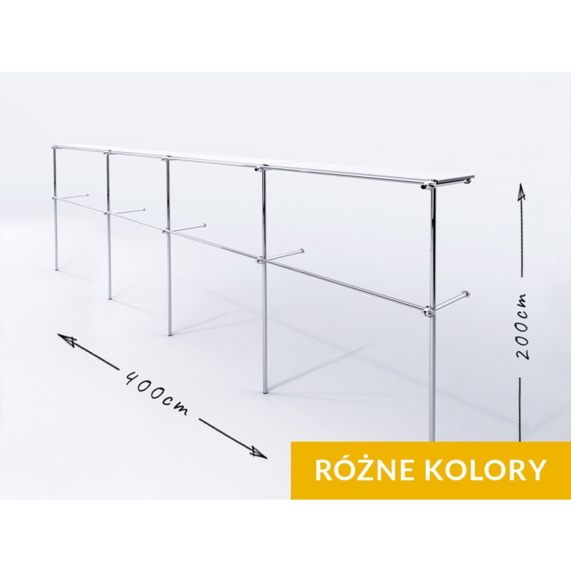 Wieszak odzieżowy, sklepowy, z półką górną, chrom
