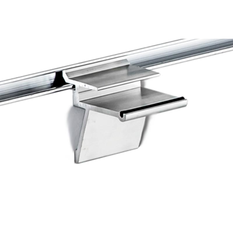 Wspornik pod półkę szklaną 8mm, surowe aluminium