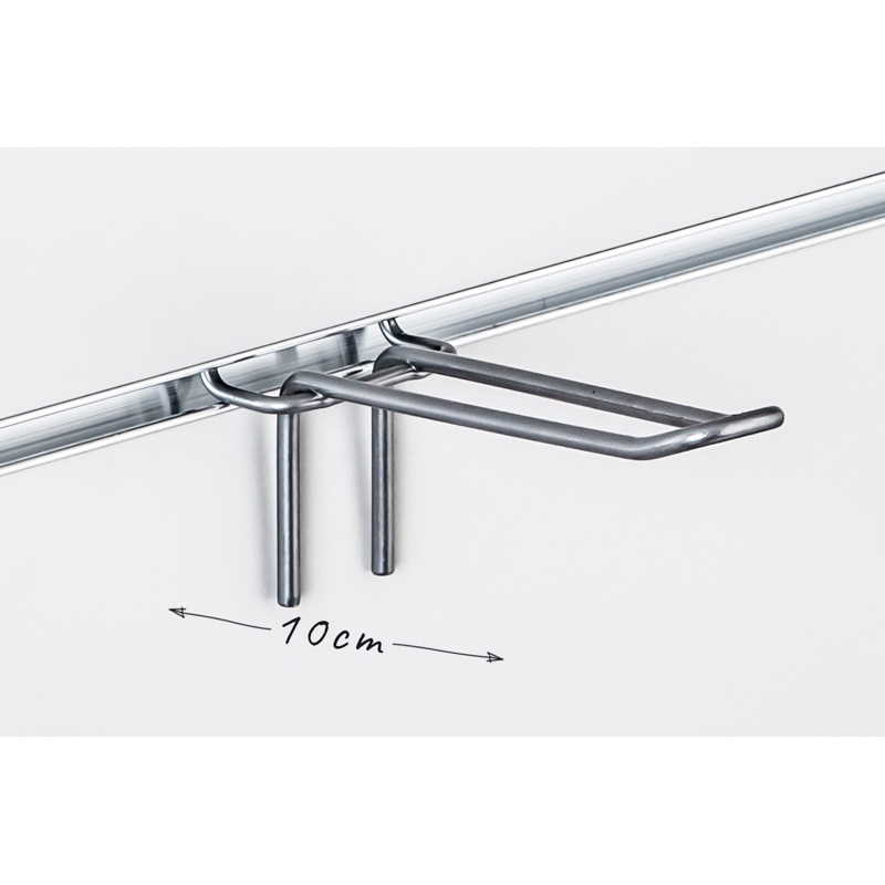 Haczyk podwójny Slatwall drut srebrny