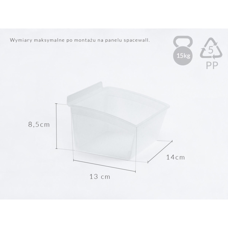 Pojemnik SLIM Slatwall 14x14x10cm bezbarwny