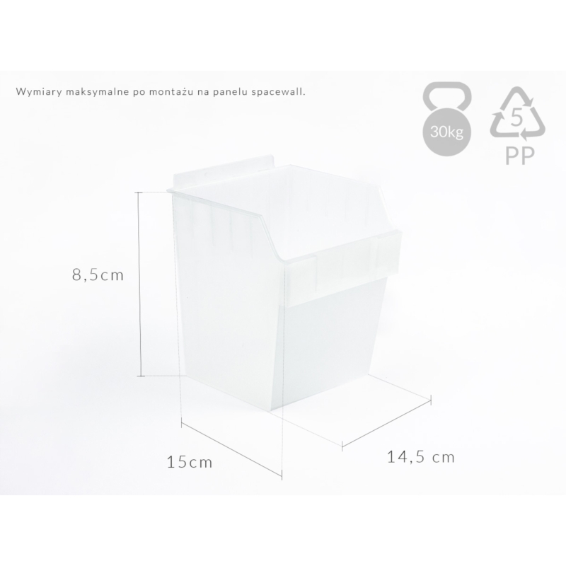 Pojemnik TOP wysoki 15x15x18cm bezbarwny mleczny