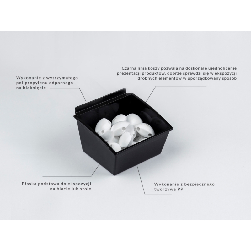 Pojemnik SLIM Slatwall 14x14x10cm czarny