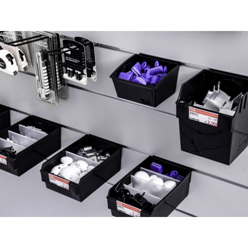 Pojemnik SLIM Slatwall 14x14x10cm czarny